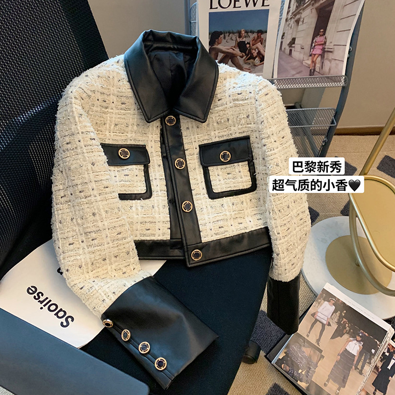 Contrast Stitching Tweed Fragr - Wool Coat Peacoat review and price