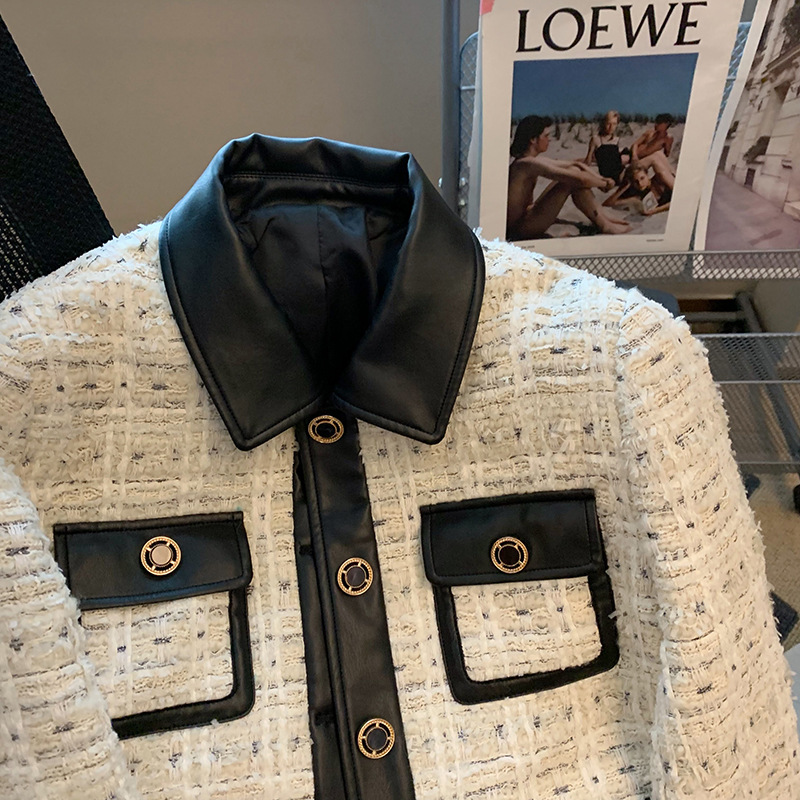 Contrast Stitching Tweed Fragr - Wool Coat Peacoat review and price